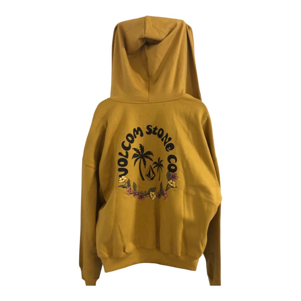 Volcom stone co Get Up mustard palm floral print zip up sweatshirt‎ size XL new